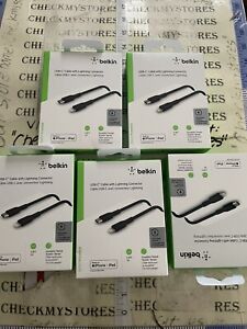 5X Belkin Boost Charge 3.3' Lightning to USB-C Cable - Black ...NEW (sealed )