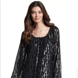WHBM White House Black Market Silber Metallic Träne Bluse Top XS Seide - Bild 1 von 5