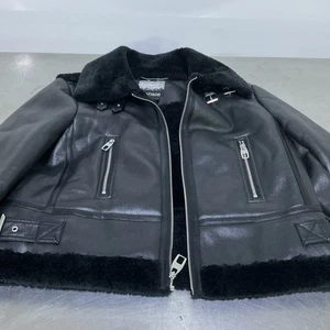 Kensie schwarze Moto Motorradjacke Sherpa-Scher Kunstlederbesatz Gr. Large - Bild 1 von 6
