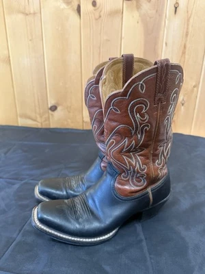 Ariat Women’s Cowboy Boots Size 9.5B Black w/ Brown Shaft Square Toe Style 15826 - Image 1 of 4