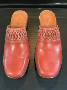 Clarks 88024 leichte Damen 9 Slipper Komfort Pantoletten Clogs Nähte Leder - Bild 1 von 12