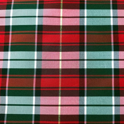 MUSE FABRICS Christmas Holiday Red Greed White Tartan Plaid Faux Silk Taffeta 58" By The Yard