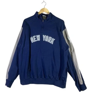Vintage New York Yankees MLB 1/4 Zip Sweatshirt Blue Men's Large - Picture 1 of 7