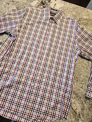 Camisa Nordstrom Ajuste Tradicional Púrpura Blanco Patrón 💜 Abotonada 17 38 B86 Foto 1 de 4