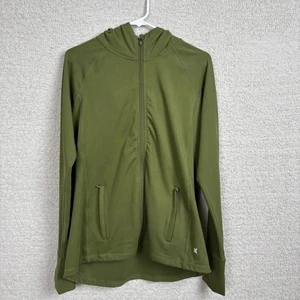 Hurley Sweater Jacket Womens Lg Olive Green Relaxed Hooded Zip Up Logo Pockets - Picture 1 of 16