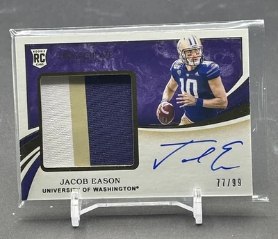 Jacob Eason 2020 Panini Immaculate Jersey Rookie Autographs /99 #115 RPA - Image 1 of 2