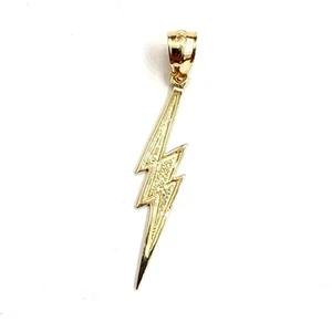 New 14k yellow gold lightning bolt pendant charm gift fine jewelry 0.7g - Picture 1 of 12