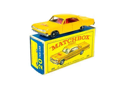Matchbox Lesney No. 20 Red Interior Chevy Impala Taxi Cab w/E4 Box - Image 1 of 4