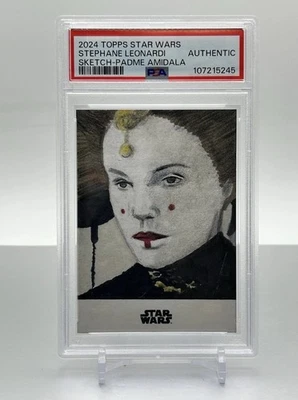 2024 Topps Star Wars Chrome Padme Amidala Silver Foil Sketch Steph Leonardi PSA - Image 1 of 2
