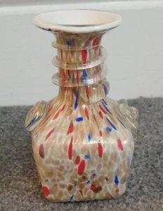 Vintage Italian Murano Venetian Hand Blown Glass Speckled Posy Vase 4” Tall - Picture 1 of 4