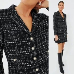 Pomander Place NEU Schwarz Tweed Stacie Preppy Retro Blazer Minikleid Gr. L - Bild 1 von 10