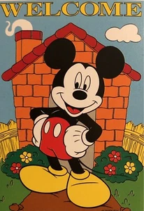 DISNEY MICKEY MOUSE WELCOME SPRING SUMMER FLOWER HOME HOUSE LARGE YARD FLAG NEW - Picture 1 of 1