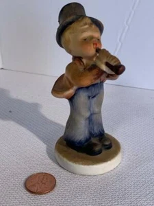 Figura NAPCO Vintage S901 FLAUTA PLAYER Boy Top Sombrero Cerámica 4" JAPÓN - Imagen 1 de 4