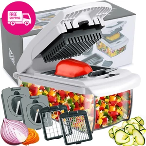 Vegetable Chopper 4-Blade Mandolin Slicer Dicer with Container for Salad & More - Picture 1 of 12