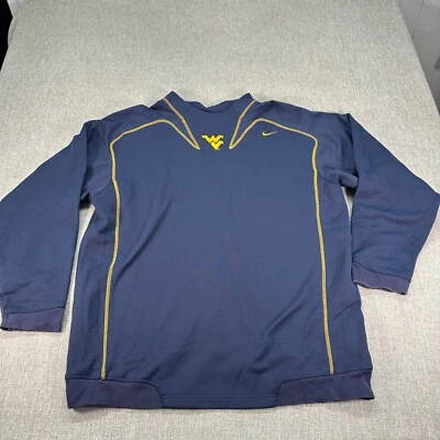 VTG Nike West Virginia Mountaineers Sweatshirt Mens Large Blue Fleece Swoosh - Image 1 of 4