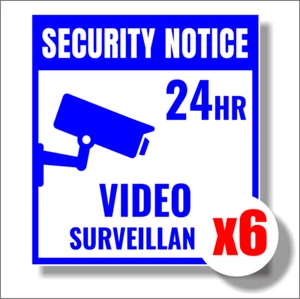 6 PACK Warning CCTV Security Surveillance Camera Sticker Sign Decal 90mm x 80mm - Foto 1 di 2