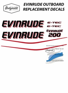 EVINRUDE E-TEC 200hp outboard replacement decals for white cowl - Picture 1 of 1