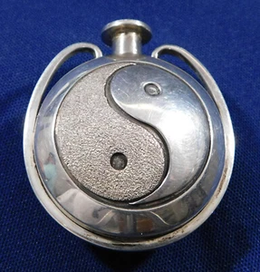 ARTISAN STERLING Cut Out Overlay Hollow HANDMADE YIN YANG PERFUME BOTTLE PENDANT - Picture 1 of 4