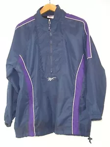 REEBOK MENS LIGHT BLUE PURPLE STRIPE QUARTER ZIP TRACK JACKET SIZE L - Picture 1 of 6