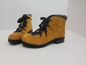 Clarks Mustard Yellow Leather Hiking Boots Faralyn Alpha size 6.5 - Picture 1 of 10