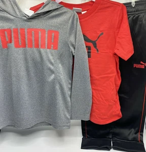 Boys Size XS(5/6) 3-Piece Puma Outfit Hooded Shirt, Short-Sleeve Tee & Pants - Picture 1 of 8