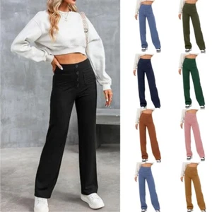 UK Women's High Waist Casual Stretch Pants Flexi Pants for Women S-4XL New - Picture 1 of 17