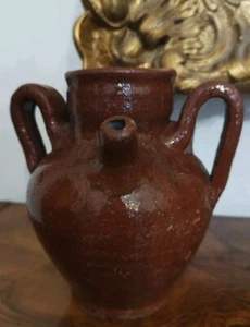 Rara Anticha Anfora In Terracotta Con Manici Smaltata In Lustro Coccio Rarità! - Imagen 1 de 11