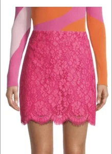 Milly Pink FIORE Floral LACE MODERN MINI SKIRT Short Side Zip 6 NEW With tags - Picture 1 of 11