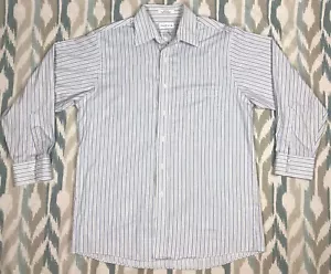 Van Heusen Mens Shirt White Classic Fit Long Sleeve Size M Medium striped - Picture 1 of 6