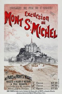 Affiche chemin de fer Ouest - Excursions au Mont Saint-Michel 2