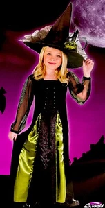 Girls XL 14-16 Goth Maiden Witch Dress  Black & Green Costume NWT by Fun World - Picture 1 of 4