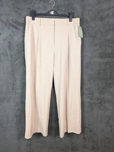 H&M Ladies formal trousers wide leg bottom size UK 16 US 12 beige New - Picture 1 of 12