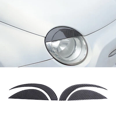 Parche de carbono para cejas de faros para Fiat 500 2007-2015 Foto 1 de 4