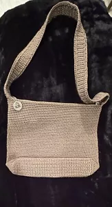 The Sak Shoulder Purse Original Crochet Knitted Bag Brown Polypropylene 10”x12" - Picture 1 of 7