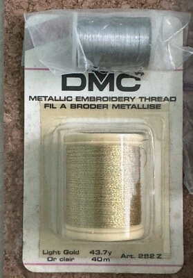 DMC Two Embroidery Thread Spools Metallics Gold 43.7 /Silver 22 Yr Japan Sulky - Image 1 of 4
