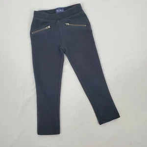 Children's Place Ponte Pants Leggings Black Gold Zippers Girls 4 - Picture 1 of 7