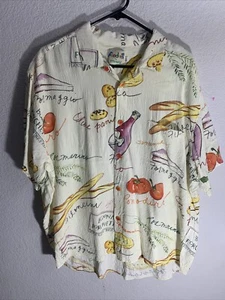 Camisa hawaiana vintage Food Art by Jams World para hombre XL pan de focaccia francesa - Imagen 1 de 7