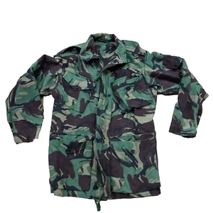 ARMY JACKET Vintage Chore Coat Men L Forest Green Camo Full Zip Parka Large - Picture 1 of 17