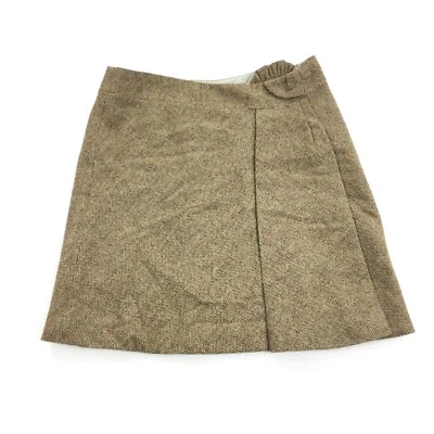 $595 Falda Maison Mayle Espiga Lana Sarga Talla 10 Mujer Marrón Retro Lujo Foto 1 de 4