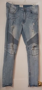 KDNK Herren Distressed Jeans mit Reißverschluss unten helle Waschung Größe 32 - Bild 1 von 14