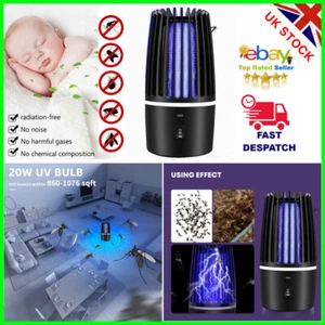 Electric Mosquito Killer Lamp Rechargeable Zapper Bug Fly Insect Trap UV Light - Picture 1 of 14