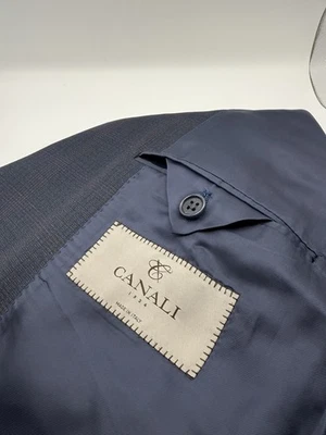 Traje Blazer Chaqueta Canali Etiqueta Plateada Azul Marino Lana Hecho en Italia Talla 42L Foto 1 de 4