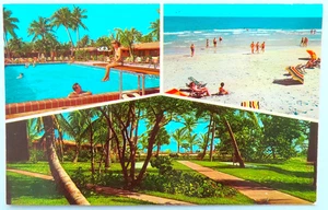 Silver Sands Oceanfront Motel Postcard Vintage Chrome Florida Beach Pool Palm - Picture 1 of 2