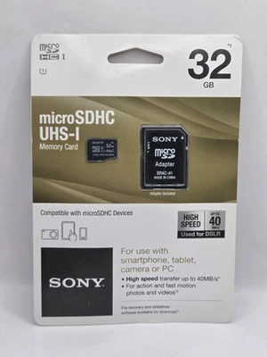 NEW Sony 32GB MicroSDHC UHS-I Card SR32UYA/TQMN - SEALED, NIB - Image 1 of 2