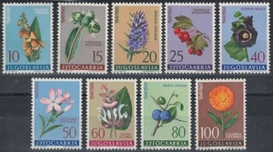 JUGOSLAVIA 1961 Flora, piante medicinali 9v MNH** - Picture 1 of 1