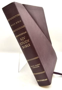 KJV Study Bible Zondervan Burgundy Top Grain Leather 2002 Red Letter - Picture 1 of 11