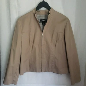 Norton Studio Petites Tan Zip Up Jacket Elegance Cotton Blend Women's Size 16P - Picture 1 of 10