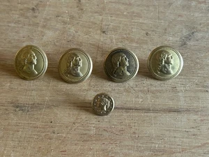 George Washington Lady Liberty Uniform Knopf 5 Stück Vintage Messingfarben Hilfe - Bild 1 von 24
