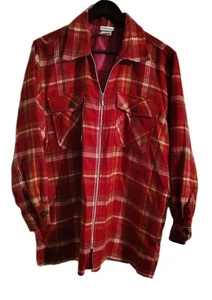Tapemeasure Mujer Franela Rojo Naranja Cuadros Manga Larga Cremallera Camisa Chaqueta M - Imagen 1 de 12