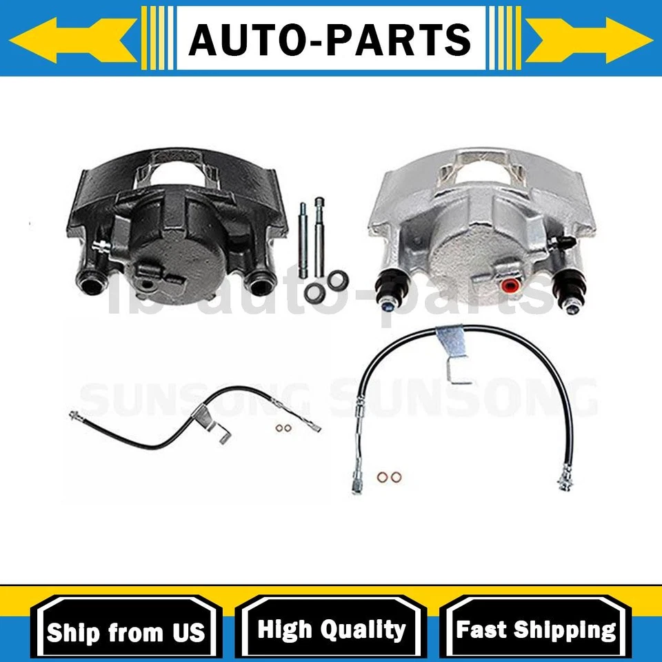 Pinça de freio dianteira com mangueiras para motorista passageiro lateral compatível 1988 GMC K2500 - Imagem 1 de 4